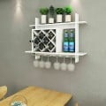 Household Wall Mount Wine Rack Organizer with Glass Holder Storage Shelf - Gallery View 2 of 9