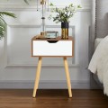 End Side Storage Drawer Nightstand with Solid Wooden Leg - Gallery View 6 of 12