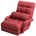 Folding Lazy Floor Chair Sofa with Armrests and Pillow - Gallery View 13 of 40