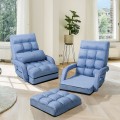 Folding Lazy Floor Chair Sofa with Armrests and Pillow - Gallery View 1 of 40