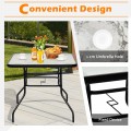 32 Inch Patio Tempered Glass Steel Frame Square Table - Gallery View 2 of 9