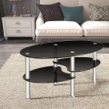 Tempered Glass Oval Side Coffee Table - Gallery View 6 of 22