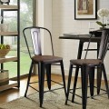 Set of 2 Copper Barstool with Wood Top and High Backrest - Gallery View 2 of 11