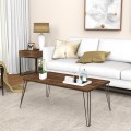 43.5 Inch Wooden Rectangular Coffee Table with Metal Legs - Gallery View 10 of 14