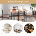 5 Pieces Wood Metal Dining Table Set with 4 Chairs - Gallery View 9 of 26