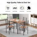 5 Pieces Wood Metal Dining Table Set with 4 Chairs - Gallery View 6 of 26