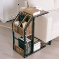 Industrial C-Shape Snack End Table with Storage Space - Gallery View 6 of 12