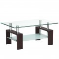 Rectangular Tempered Glass Coffee Table with Shelf - Gallery View 14 of 27