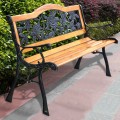 Outdoor Cast Iron Patio Bench Rose - Gallery View 1 of 12