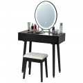 Touch Screen Vanity Makeup Table Stool Set with Lighted Mirror - Gallery View 9 of 36