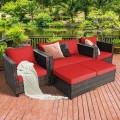 5 Pieces Patio Cushioned Rattan Furniture Set - Gallery View 6 of 71