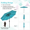 9 Feet Solar LED Market Umbrella with Aluminum Crank Tilt 16 Strip Lights - Gallery View 22 of 60