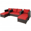 5 Pieces Patio Cushioned Rattan Furniture Set - Gallery View 7 of 71