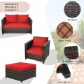 5 Pieces Patio Cushioned Rattan Furniture Set - Gallery View 8 of 71