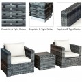 3 Pieces Patio Rattan Furniture Bistro Sofa Set with Cushioned - Gallery View 49 of 61