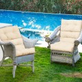 Tufted Patio High Back Chair Cushion with Non-Slip String Ties - Gallery View 54 of 81