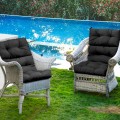 Tufted Patio High Back Chair Cushion with Non-Slip String Ties - Gallery View 76 of 81