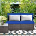 2 Pieces Patio Rattan Armless Sofa Set with 2 Cushions and 2 Pillows - Gallery View 42 of 58