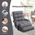 Folding Lazy Floor Chair Sofa with Armrests and Pillow - Gallery View 22 of 40
