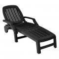 Adjustable Patio Sun Lounger with Weather Resistant Wheels - Gallery View 20 of 57