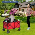 Outdoor Folding Wagon Cart with Adjustable Handle and Universal Wheels - Gallery View 41 of 45