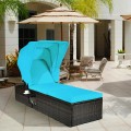 Outdoor Chaise Lounge Chair with Folding Canopy - Gallery View 13 of 24