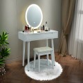Touch Screen Vanity Makeup Table Stool Set with Lighted Mirror - Gallery View 31 of 36