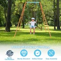 Outdoor Kids Swing Set with Heavy-Duty Metal A-Frame and Ground Stakes - Gallery View 2 of 24