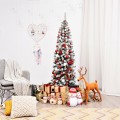 6 Feet Unlit Hinged Snow Flocked Artificial Pencil Christmas Tree with 500 Branch Tip - Gallery View 6 of 10