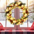 30-Inch Pre-lit Flocked Artificial Christmas Wreath with Mixed Decorations - Gallery View 7 of 11