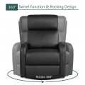Leather Recliner Chair with 360° Swivel Glider and Padded Seat - Gallery View 36 of 36