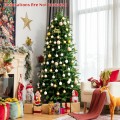 Realistic Pre-Lit Hinged Christmas Tree with Lights and Foot Switch - Gallery View 6 of 37