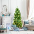 5/6/7 Feet PVC Hinged Pre-lit Artificial Fir Pencil Christmas Tree with 150 Lights - Gallery View 18 of 34