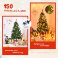 5/6/7 Feet Pre-lit Artificial Hinged Christmas Tree with LED Lights - Gallery View 10 of 30