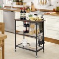 3-Tier Kitchen Serving Cart Utility Standing Microwave Rack with Hooks - Gallery View 7 of 12