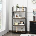 4-Tier Folding Bookshelf No-Assembly Industrial Bookcase Display Shelves - Gallery View 1 of 12
