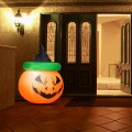 4 Feet Halloween Inflatable LED Pumpkin with Witch Hat - Gallery View 6 of 12