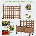 32in Wood Planter Box with Trellis Mobile Raised Bed for Climbing Plant - Gallery View 2 of 11
