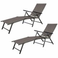 2 Pieces Patio Furniture Adjustable Pool Chaise Lounge Chair Outdoor Recliner - Gallery View 6 of 12