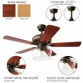 52 Inch Vintage Ceiling Fan Light with Remote Control Reversible Blades