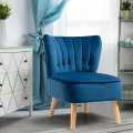 Modern Armless Velvet Accent Chair with Button Tufted and Wood Legs - Gallery View 26 of 36