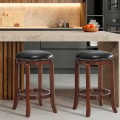 Bistro Leather Padded  Backless Swivel Bar stool - Gallery View 7 of 9