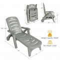5 Position Adjustable Folding Lounger Chaise Chair on Wheels