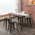 Set of 4 Industrial Metal Counter Stool Dining Chairs with Removable Backrest - Gallery View 18 of 23