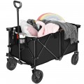 Outdoor Folding Wagon Cart with Adjustable Handle and Universal Wheels - Gallery View 9 of 45