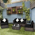 6 Pieces Patio Rattan Furniture Set with Sectional Cushion - Gallery View 45 of 62