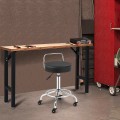 Swivel Height Adjustable Rolling Stool with Footrest and Cushioned Seat - Gallery View 6 of 12
