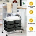6 Drawer Rolling Storage Drawer Cart with Hanging Bar for Office School Home - Gallery View 39 of 48