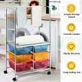 6 Drawer Rolling Storage Drawer Cart with Hanging Bar for Office School Home - Gallery View 15 of 48
