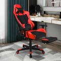 PU Leather Gaming Chair with USB Massage Lumbar Pillow and Footrest - Gallery View 36 of 44
